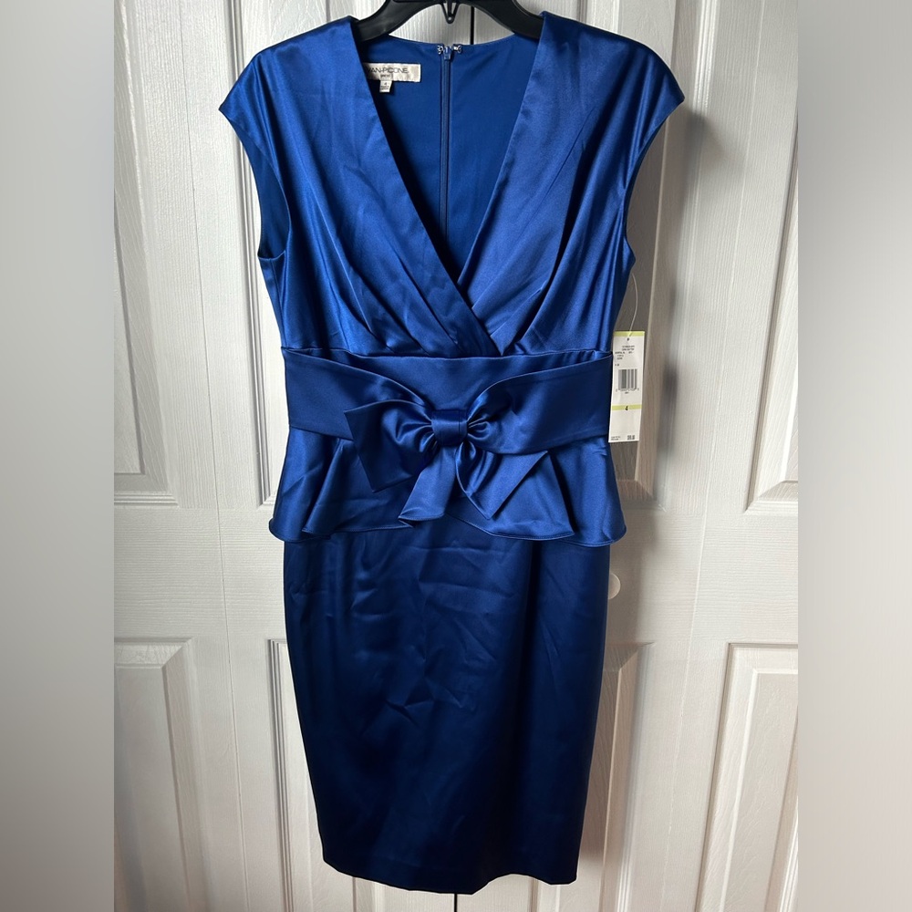NWT Evan Picone Vintage Admiral Blue Sheath Dress - US 4
